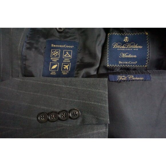 Brooks Brothers Madison Brookscool CURRENT Wool Blend Gray Striped 2 Pc Suit 40R - Picture 2 of 14